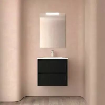Ensemble NOJA 60cm meuble 2 tiroirs Noir satin� + vasque (miroir en option) - Salgar R�f. 106108