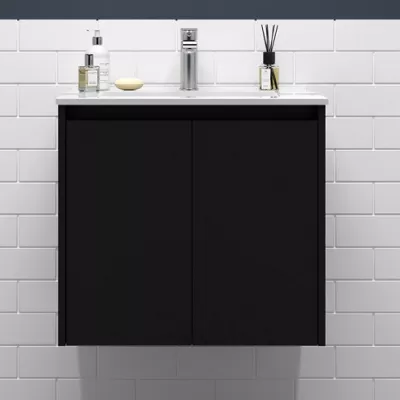 Ensemble NOJA 60cm Noir satin� meuble 2 portes + vasque - SALGAR R�f. 105023