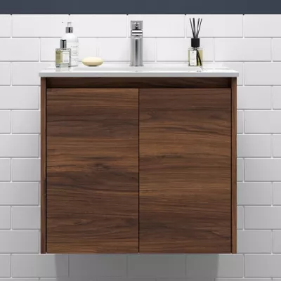 Ensemble NOJA 60cm Noyer maya meuble 2 portes + vasque - SALGAR R�f. 105029