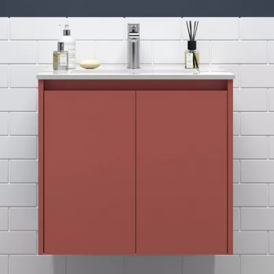 Ensemble NOJA 60cm Rouge satin� meuble 2 portes + vasque - SALGAR R�f. 105026