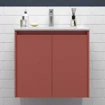 Ensemble NOJA 60cm Rouge satin&eacute; meuble 2 portes + vasque - SALGAR R&eacute;f. 105026