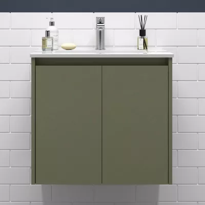 Ensemble NOJA 60cm Vert satin� meuble 2 portes + vasque - SALGAR R�f. 105025