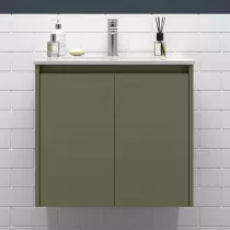 Ensemble NOJA 60cm Vert satin&eacute; meuble 2 portes + vasque - SALGAR R&eacute;f. 105025
