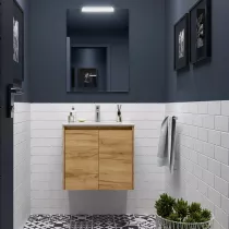 Ensemble NOJA 61cm meuble 2 portes Ch&ecirc;ne Africain + vasque (miroir en option) - SALGAR R&eacute;f. 105028