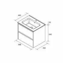 Ensemble NOJA 61cm meuble 2 tiroirs Blanc satin&eacute; + vasque (miroir en option) - Salgar R&eacute;f. 106053