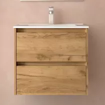 Ensemble NOJA 61cm meuble 2 tiroirs Ch&ecirc;ne africain + vasque (miroir en option)  - SALGAR R&eacute;f. 106068