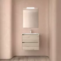 Ensemble NOJA 61cm meuble 2 tiroirs Ch&ecirc;ne naturel + vasque (miroir en option) - Salgar R&eacute;f. 106058