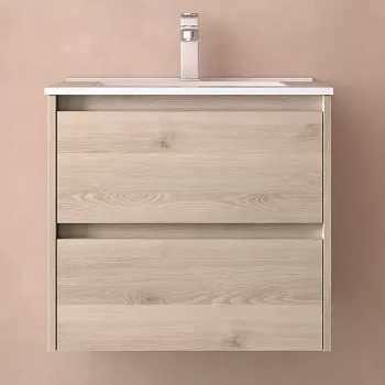 Ensemble NOJA 61cm meuble 2 tiroirs Ch�ne naturel + vasque (miroir en option) - SALGAR R�f. 106067