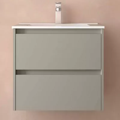 Ensemble NOJA 61cm meuble 2 tiroirs Gris satin� + vasque (miroir en option) - SALGAR R�f. 118466
