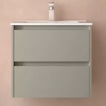 Ensemble NOJA 61cm meuble 2 tiroirs Gris satin&eacute; + vasque (miroir en option) - SALGAR R&eacute;f. 118466