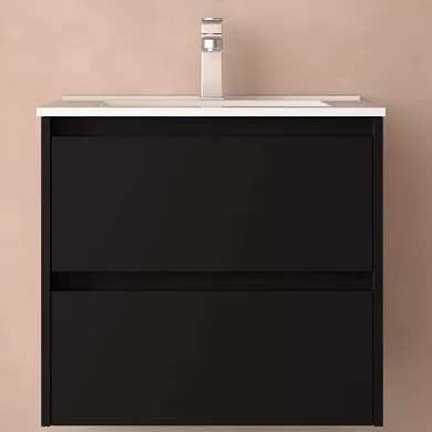 Ensemble NOJA 61cm meuble 2 tiroirs Noir satin� + vasque (miroir en option) - SALGAR R�f. 106063