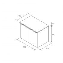 Ensemble NOJA 70cm meuble 2 portes Blanc brillant + plan (vasque & miroir en option) - Salgar Réf. 105543