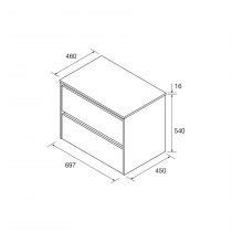 Ensemble NOJA 70cm meuble 2 tiroirs Blanc brillant + plan (vasque & miroir en option) - Salgar Réf. 105462