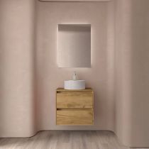 Ensemble NOJA 70cm meuble 2 tiroirs Chêne Africain + plan (vasque & miroir en option) - Salgar Réf. 105469
