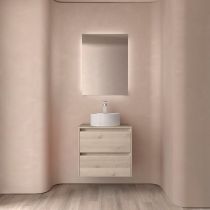 Ensemble NOJA 70cm meuble 2 tiroirs Chêne naturel + plan (vasque & miroir en option) - Salgar Réf. 105468