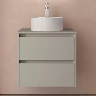 Ensemble NOJA 70cm meuble 2 tiroirs Gris satin� + plan (vasque & miroir en option) - Salgar R�f. 118506