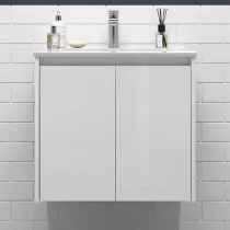 Ensemble NOJA 71cm meuble 2 portes Blanc brillant + vasque (miroir en option) - SALGAR R&eacute;f. 105030