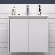 Ensemble NOJA 71cm meuble 2 portes Blanc satin&eacute; + vasque (miroir en option) - SALGAR R&eacute;f. 105031