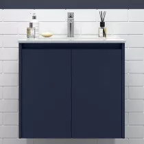 Ensemble NOJA 71cm meuble 2 portes Bleu satin&eacute; + vasque (miroir en option) - SALGAR R&eacute;f. 105033