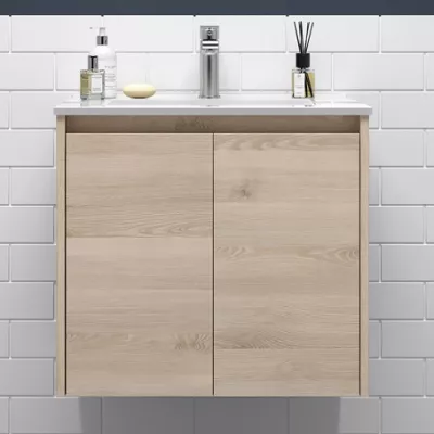 Ensemble NOJA 71cm meuble 2 portes Ch�ne naturel + vasque (miroir en option)  - SALGAR R�f. 105036