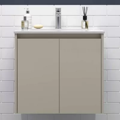 Ensemble NOJA 71cm meuble 2 portes Gris satin� + vasque (miroir en option)  - SALGAR R�f. 118461