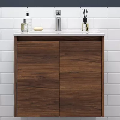 Ensemble NOJA 71cm meuble 2 portes Noyer maya + vasque (miroir en option) - SALGAR R�f. 105038