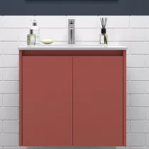 Ensemble NOJA 71cm meuble 2 portes Rouge satin&eacute; + vasque (miroir en option) - SALGAR R&eacute;f. 105035