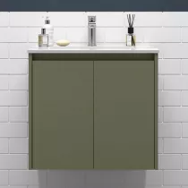Ensemble NOJA 71cm meuble 2 portes Vert satin&eacute; + vasque (miroir en option) - SALGAR R&eacute;f. 105034