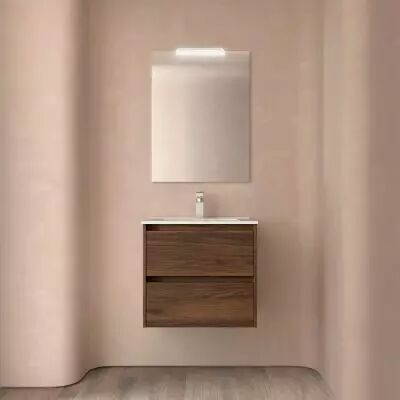 Ensemble NOJA 71cm meuble 2 tiroirs Noyer Maya + vasque (miroir en option) - Salgar R�f. 106123