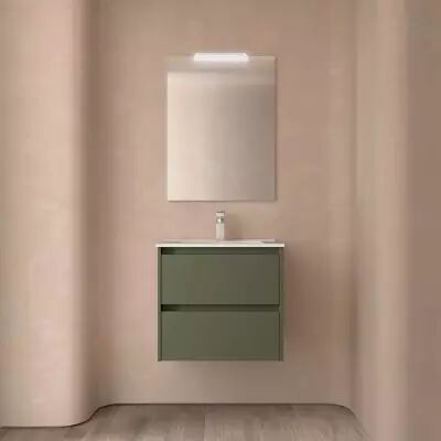 Ensemble NOJA 71cm meuble 2 tiroirs Vert satin� + vasque (miroir en option) - Salgar R�f. 106119