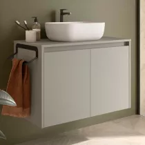 Ensemble NOJA 80cm meuble 2 portes Gris satin� + plan (vasque & miroir en option) - Salgar R�f. 118478