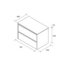 Ensemble NOJA 80cm meuble 2 tiroirs Blanc brillant + plan (vasque & miroir en option) - Salgar Réf. 105471