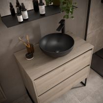 Ensemble NOJA 80cm meuble 2 tiroirs Chêne naturel + plan (vasque & miroir en option) - Salgar Réf. 105477