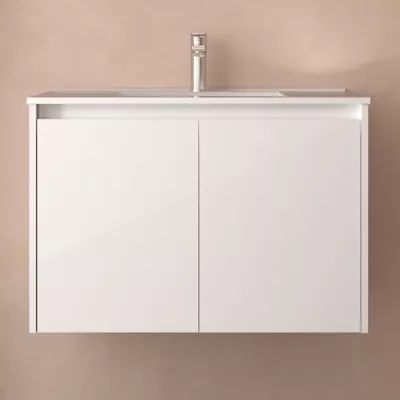 Ensemble NOJA 81cm meuble 2 portes Blanc brillant + vasque (miroir en option)  - SALGAR R�f. 105041