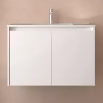 Ensemble NOJA 81cm meuble 2 portes Blanc brillant + vasque (miroir en option)  - SALGAR R&eacute;f. 105041