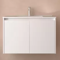 Ensemble NOJA 81cm meuble 2 portes Blanc satin&eacute; + vasque (miroir en option) - SALGAR R&eacute;f. 105042
