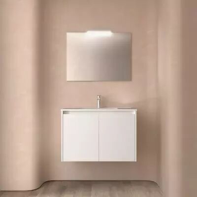 Ensemble NOJA 81cm meuble 2 portes Blanc satin� + vasque (miroir en option) - Salgar R�f. 105078