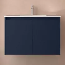 Ensemble NOJA 81cm meuble 2 portes Bleu satin&eacute; + vasque (miroir en option) - SALGAR R&eacute;f. 105044