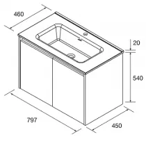 Ensemble NOJA 81cm meuble 2 portes Bleu satin&eacute; + vasque (miroir en option) - SALGAR R&eacute;f. 105044