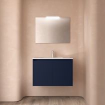 Ensemble NOJA 81cm meuble 2 portes Bleu satiné + vasque (miroir en option) - Salgar Réf. 105080
