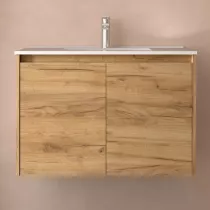 Ensemble NOJA 81cm meuble 2 portes Ch&ecirc;ne africain + vasque (miroir en option) - SALGAR R&eacute;f. 105048