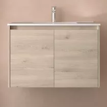 Ensemble NOJA 81cm meuble 2 portes Ch&ecirc;ne naturel + vasque (miroir en option) - SALGAR R&eacute;f. 105047