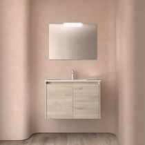 Ensemble NOJA 81cm meuble 2 portes Chêne naturel + vasque (miroir en option) - Salgar Réf. 105083