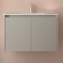 Ensemble NOJA 81cm meuble 2 portes Gris satin&eacute; + vasque (miroir en option) - SALGAR R&eacute;f. 118462
