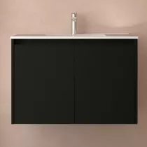 Ensemble NOJA 81cm meuble 2 portes Noir satin&eacute; + vasque (miroir en option)  - SALGAR R&eacute;f. 105043