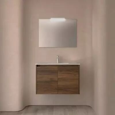 Ensemble NOJA 81cm meuble 2 portes Noyer Maya + vasque (miroir en option) - Salgar R�f. 105085