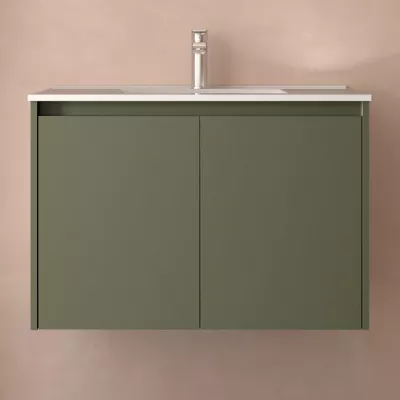 Ensemble NOJA 81cm meuble 2 portes Vert satin� + vasque (miroir en option) - SALGAR R�f. 105045