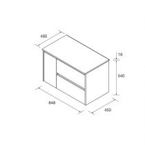 Ensemble NOJA 85cm meuble 2 tiroirs / 1 porte à gauche Blanc brillant + plan (vasque & miroir en option) - Salgar Réf. 105489