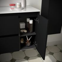 Ensemble NOJA 86cm meuble 2 tiroirs / 1 porte à droite Noir satiné + vasque (miroir en option) - Salgar Réf. 106135
