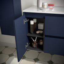 Ensemble NOJA 86cm meuble 2 tiroirs / 1 porte à gauche Bleu satiné + vasque (miroir en option) - Salgar Réf. 106145